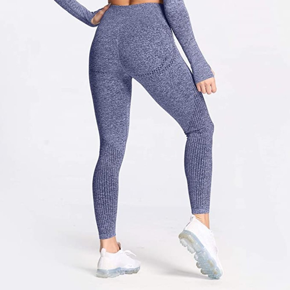 Women's High Waist Workout Gym Vital Seamless Leggings Yoga Pants, Dark Blue, M